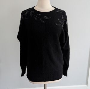 Women's Vintage Beaded Lambswool Angora Blend Sweater Small